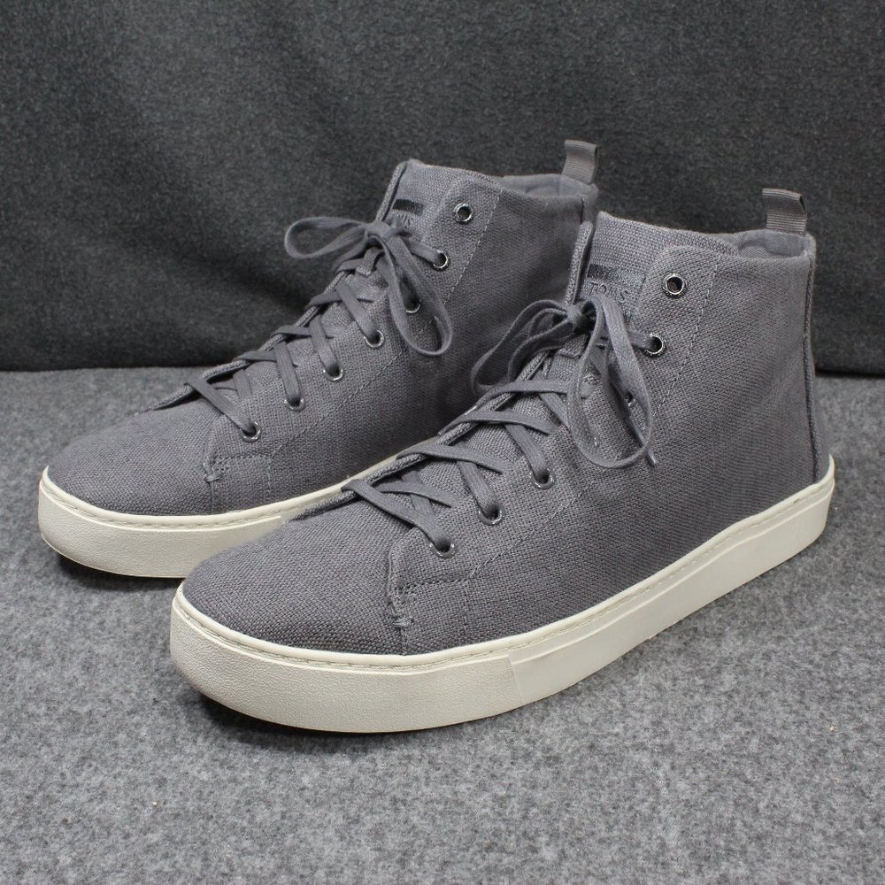 Toms Lenox High Top Sneakers, Hemp Gray Lace Up Shoes, Men's Size 12